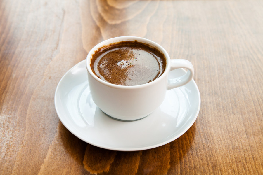 Greek Turkish Coffee Served In A White Cup