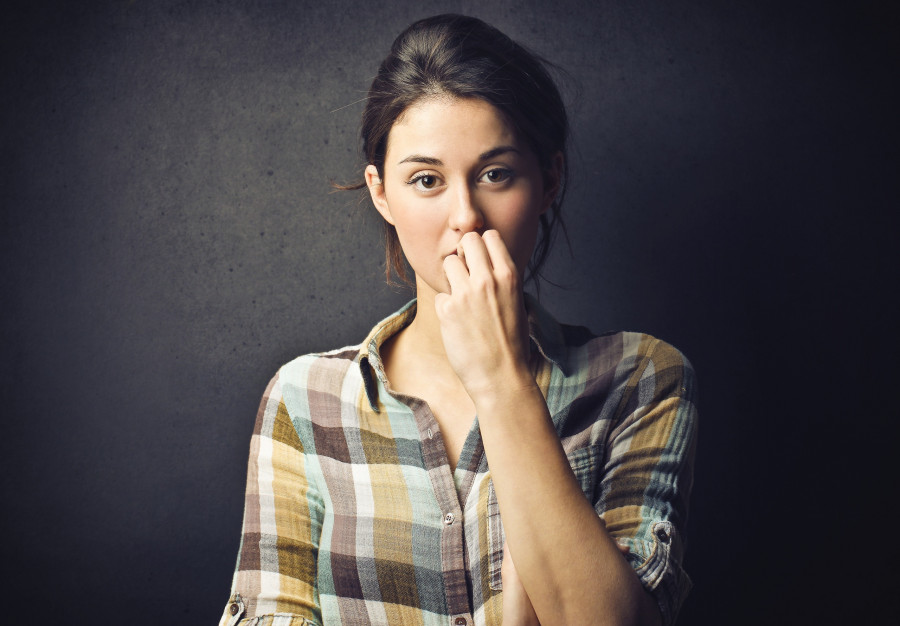 portrait of worried woman