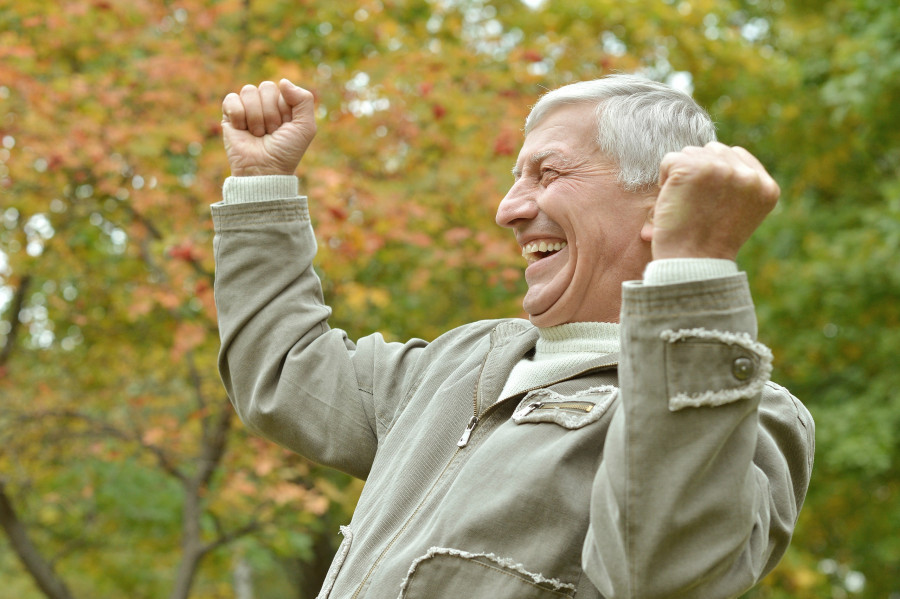 cheerful elderly man