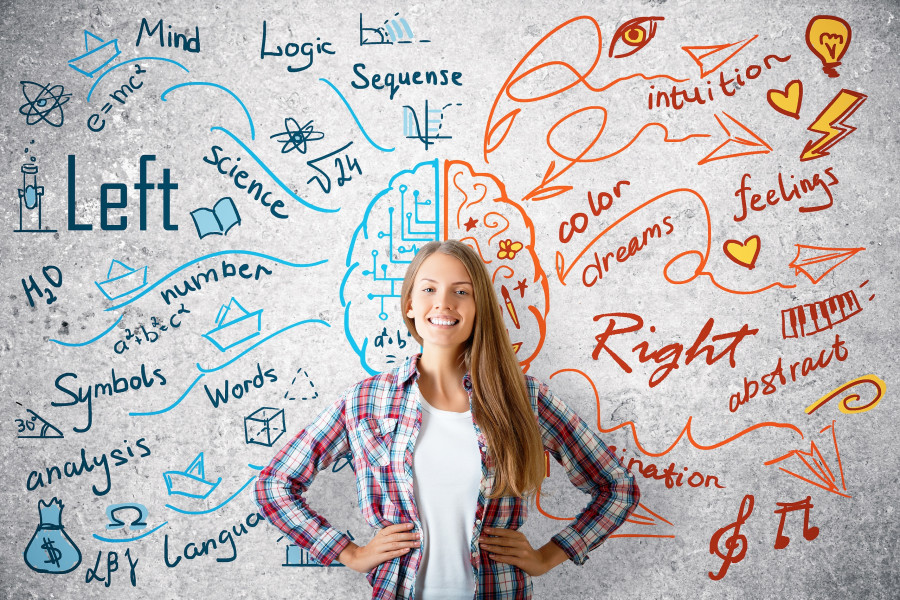 Creative and analytical thinking brain