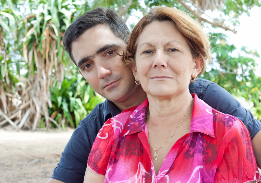 man and woman in a park