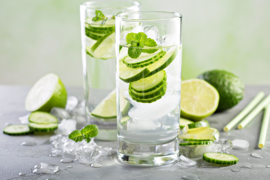 water with lime and cucumber