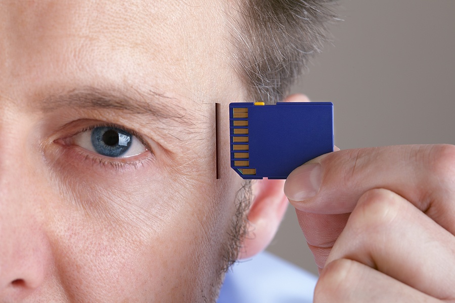 concept for memory upgrade, forgetfulness or computing
