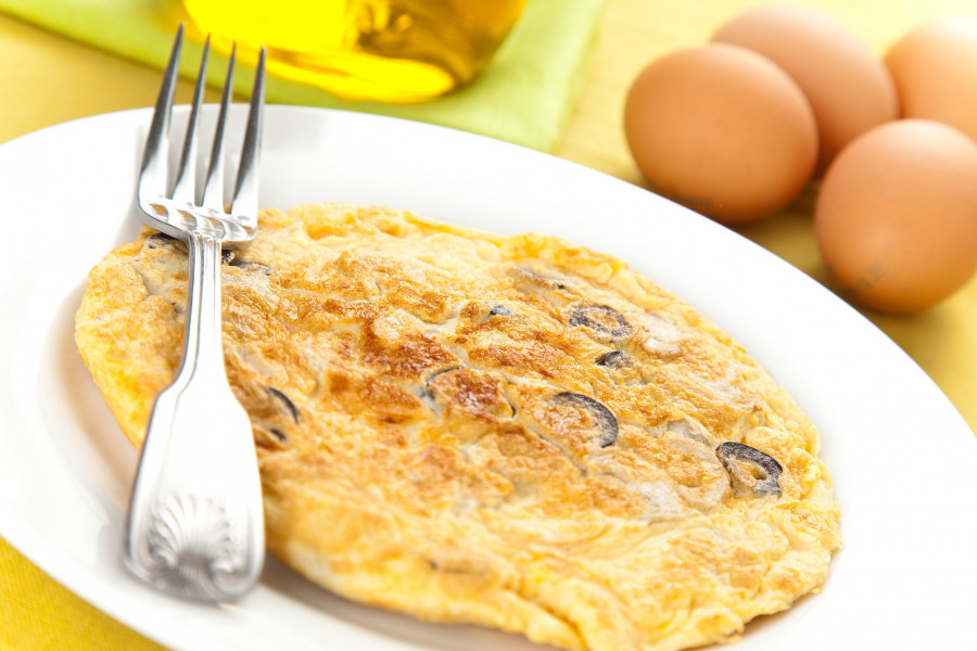 Mushrooms Olives And Potatoes Omelette
