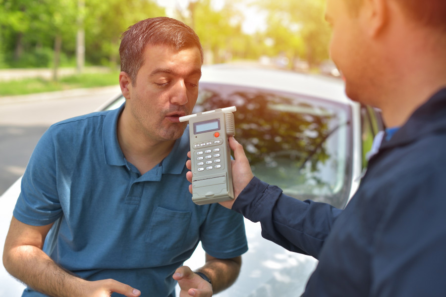 Driver Test For Alcohol Content With Use of Breathalyzer