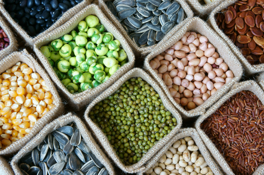 Collection Of Grain, Cereal, Seeds, Beans