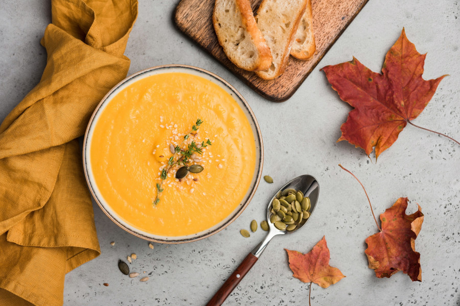 Pumpkin Soup Puree Or Cream Soup In Bowl