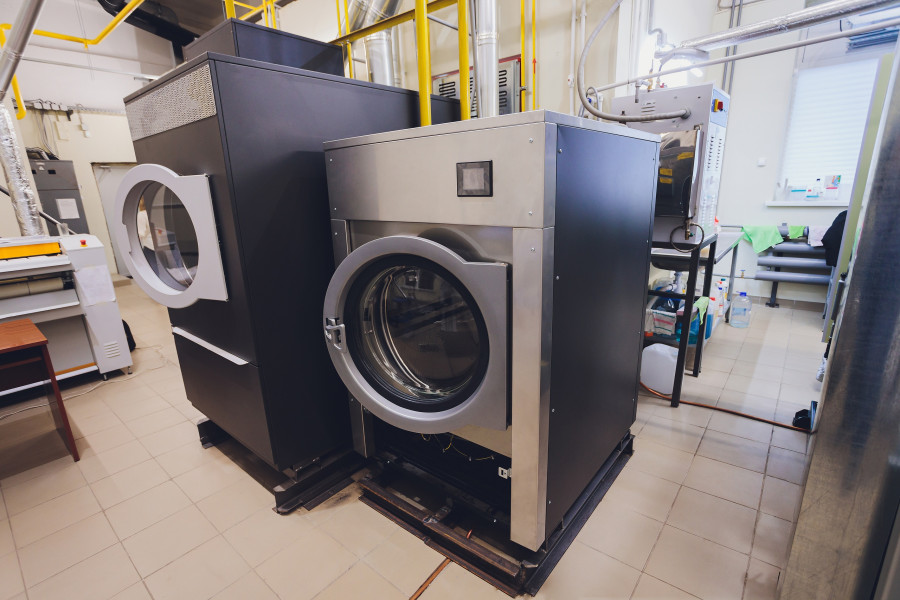 Washing Machine In Dry Cleaning Close-up Dry Cleaning.