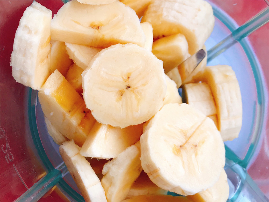 Cut Pieces Of Banana In A Blender