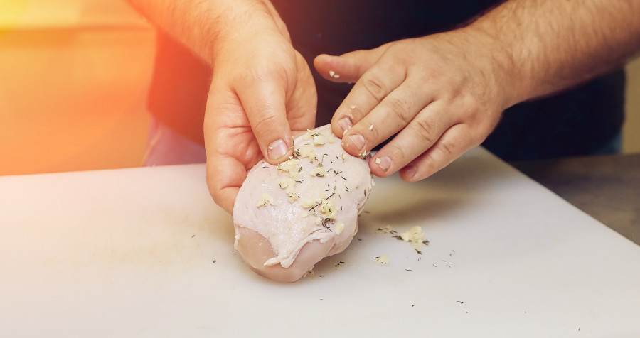 The Cook Sprinkled The Chicken Breast With Salt