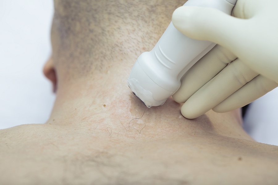 Neck ultrasound examination of the thyroid gland