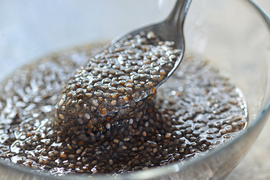 Spoon Of Chia Seed In Water