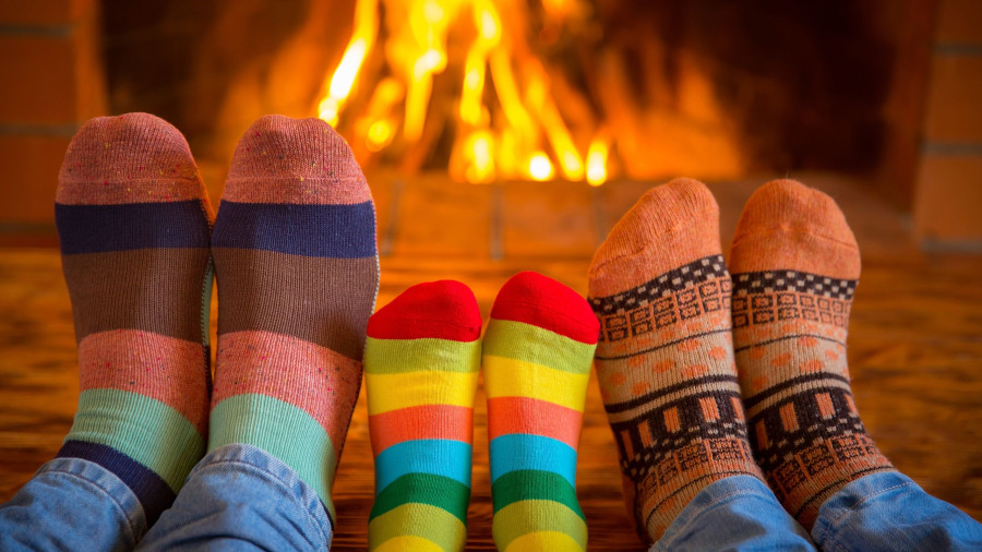 Family Near Fireplace