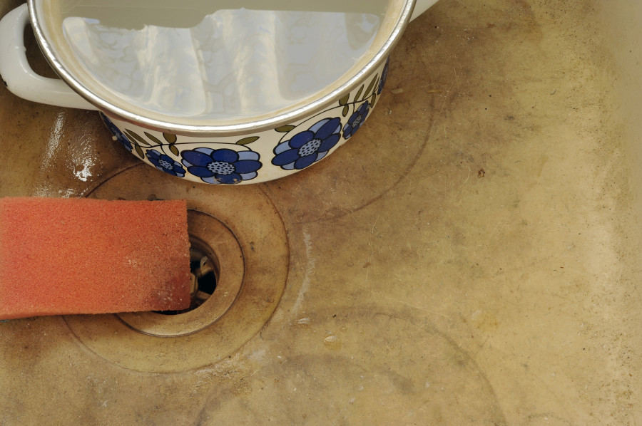 Stained and dirty unhygienic kitchen sink