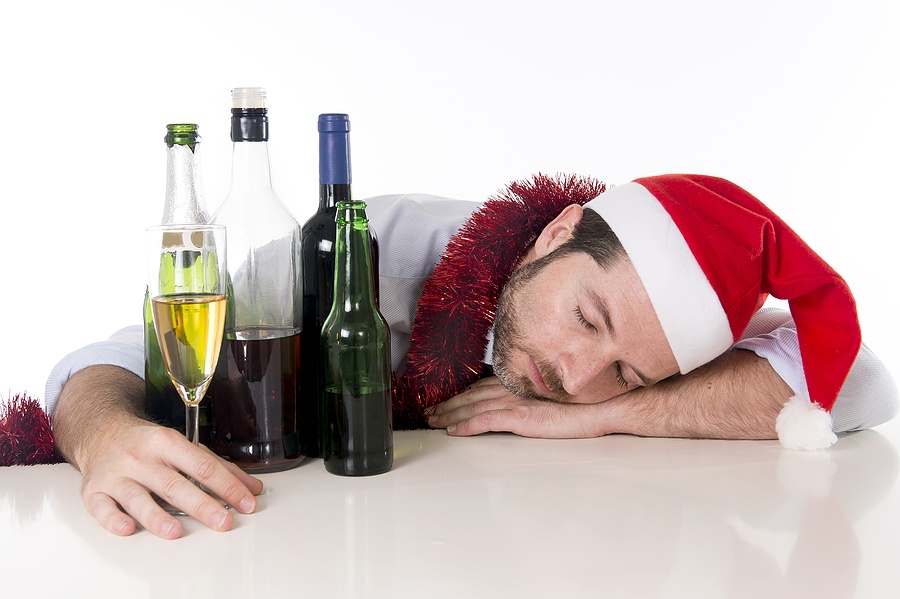 Drunk Businessman Asleep After Drinking To Much At His Xmas Party