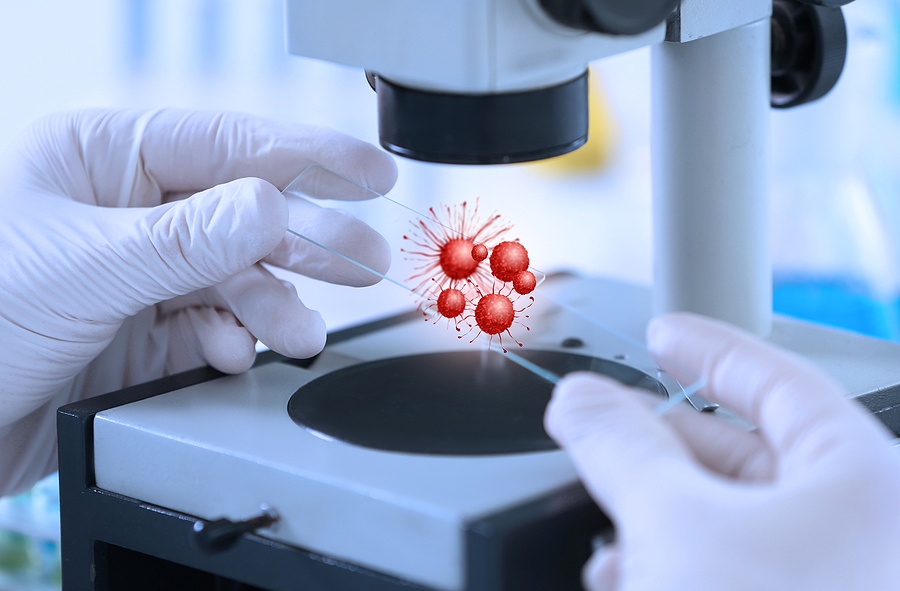 Scientist studying samples at laboratory