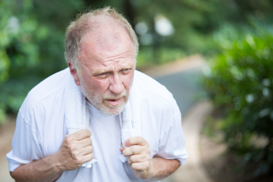 Man tired walking jogging exercise
