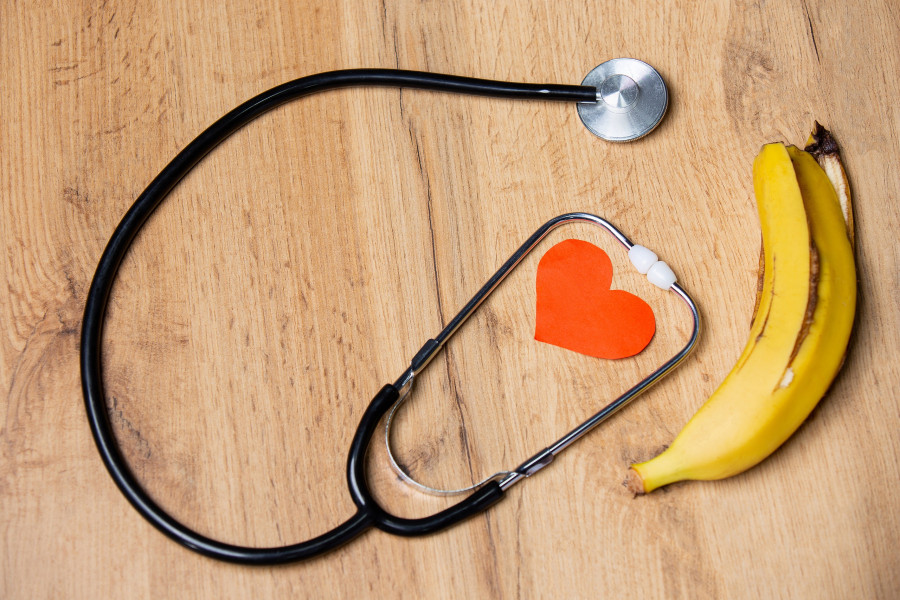 heart stethoscope and banana