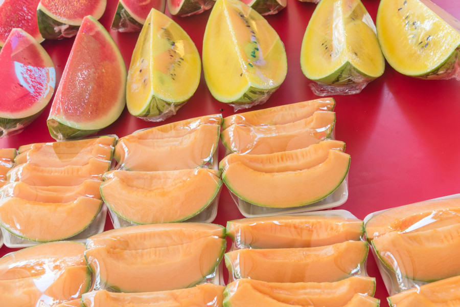 Cantaloupe, Red And Yellow Watermelon Slices