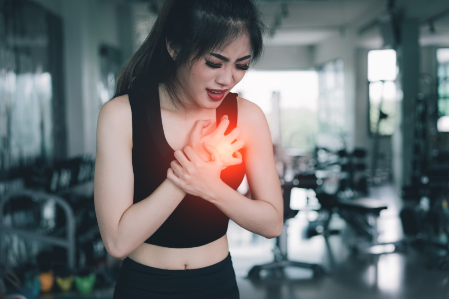 Woman Exercise Injury Heart Accident At Gym